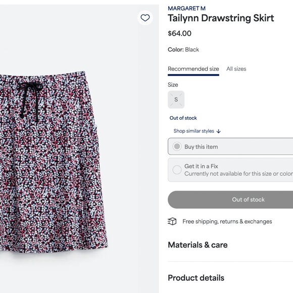 Stitch Fix Black Pink Blue Floral Midi Skirt Size Small - Picture 4 of 5